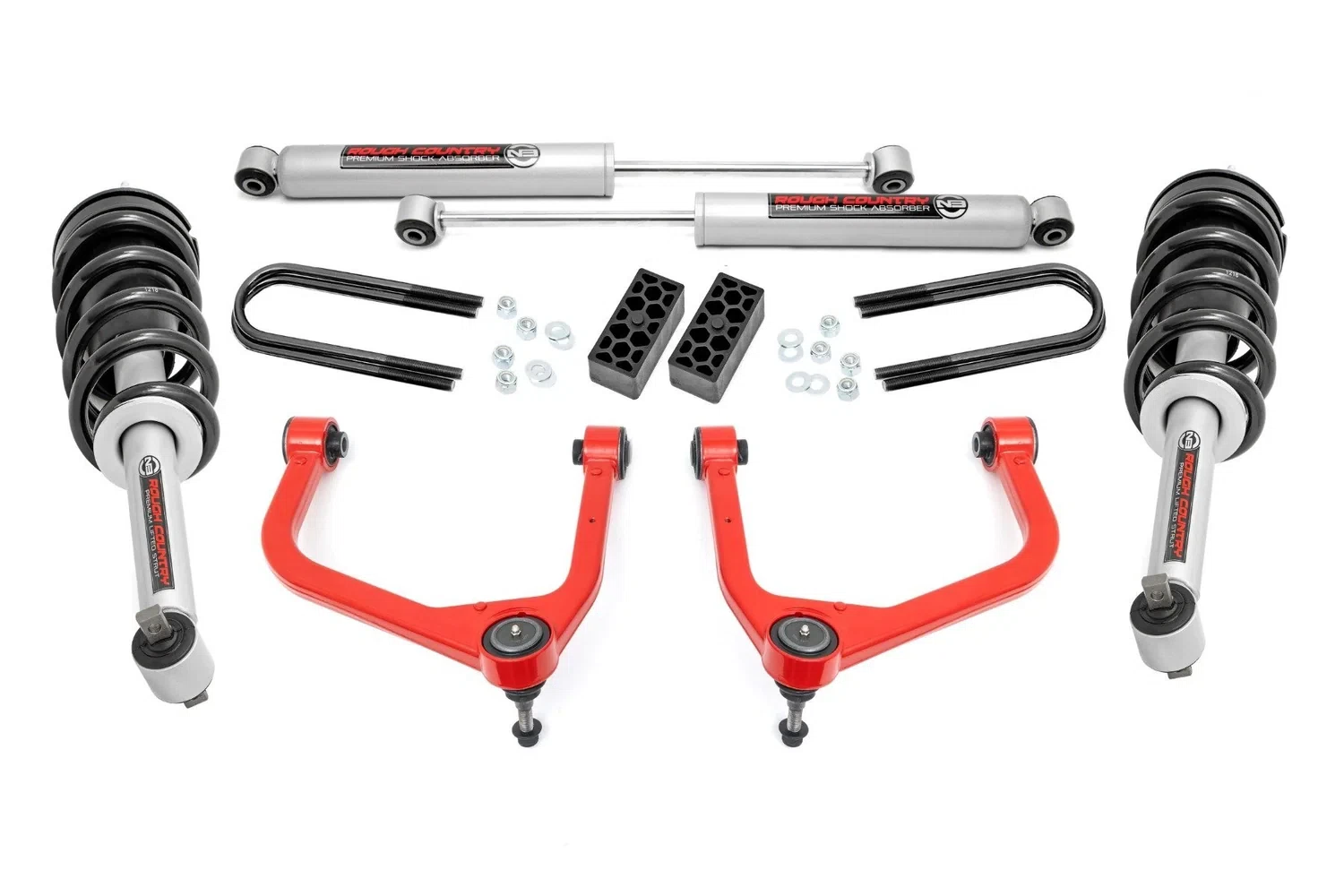 Rough Country 3.5 Inch Lift Kit - N3 Struts - Chevy Silverado 1500 2WD_4WD (2025) - 110431RED